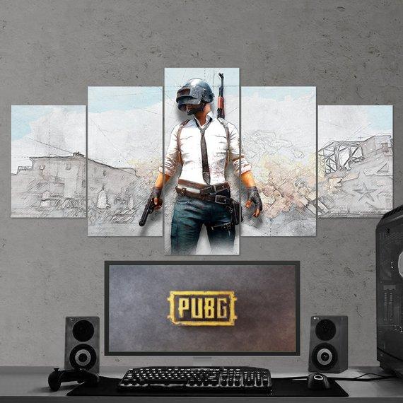 Pubg - Gaming 5 Panel Canvas Art Wall Decor Pubg - Gaming 5 Panel Canvas Art Wall Decor