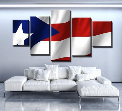 Puerto Rico Flag Wavy - Abstract 5 Panel Canvas Art Wall Decor Puerto Rico Flag Wavy - Abstract 5 Panel Canvas Art Wall Decor