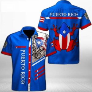 Puerto Rico Frog Hawaiian Shirt Summer Button Up