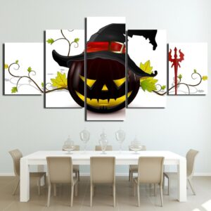 Pumpkin lantern 1 - Halloween 5 Panel Canvas Art Wall Decor