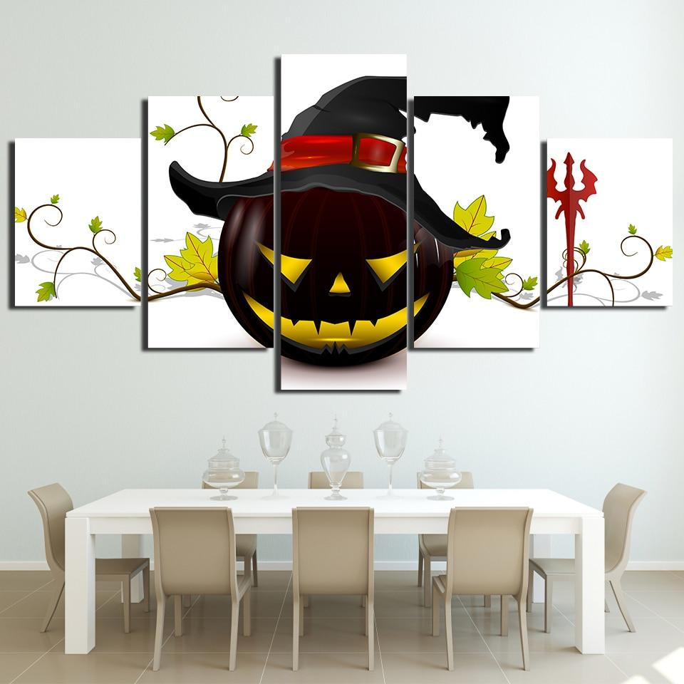 Pumpkin lantern 1 - Halloween 5 Panel Canvas Art Wall Decor Pumpkin lantern 1 - Halloween 5 Panel Canvas Art Wall Decor