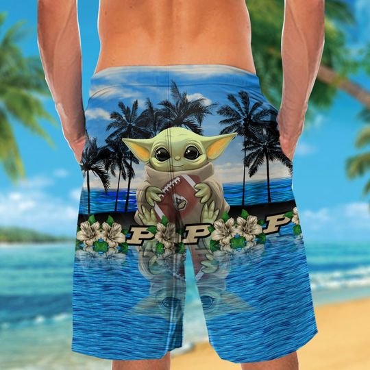 Purdue Boilermakers And Baby Yoda Hawaiian Shirt Short Purdue Boilermakers And Baby Yoda Hawaiian Shirt Short