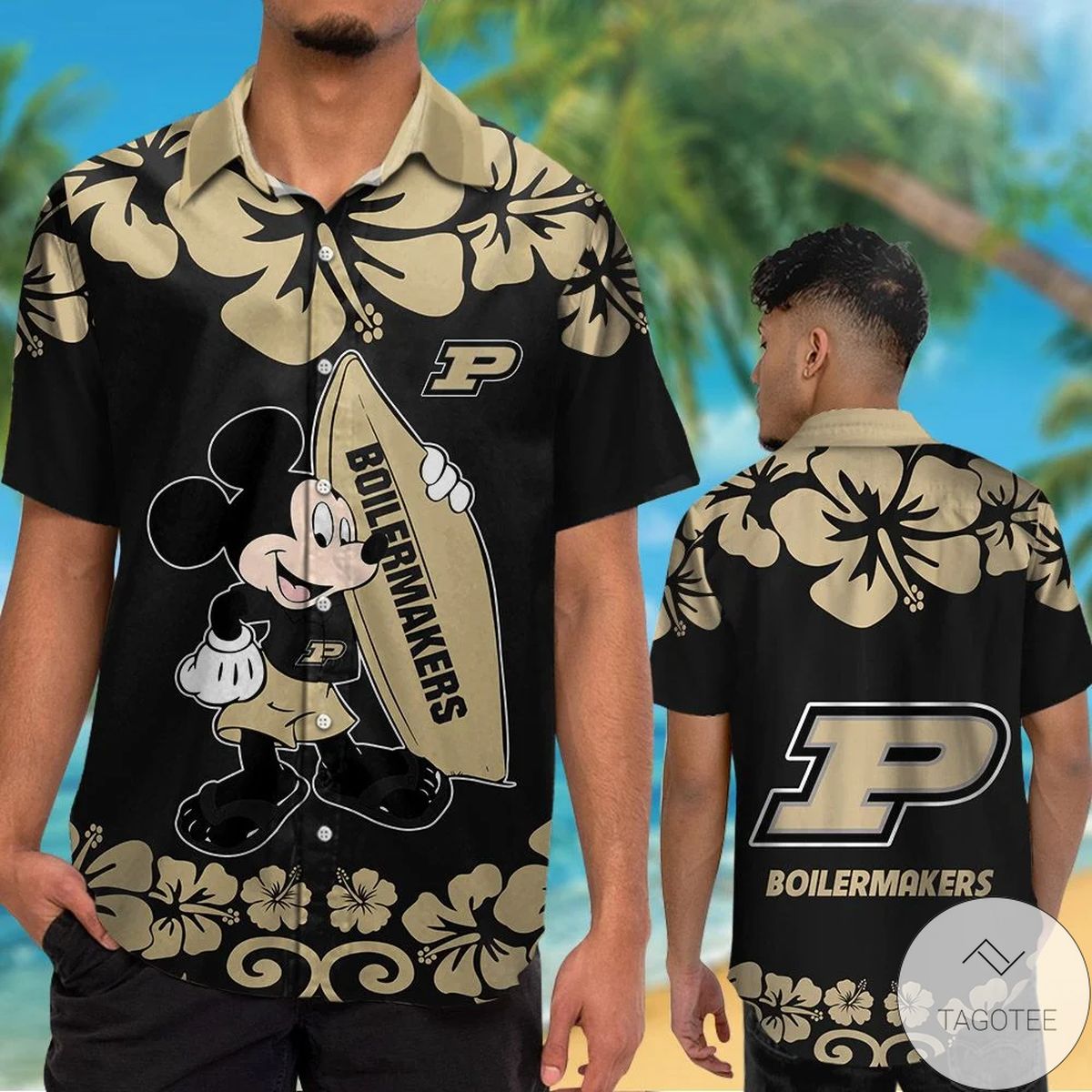 Purdue Boilermakers & Mickey Mouse Hawaiian Shirt Purdue Boilermakers & Mickey Mouse Hawaiian Shirt