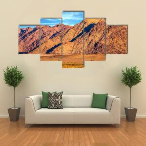Purple And Yellow Mountains Of Namib Desert - Nature 5 Panel Canvas Art Wall Decor