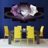 Purple Dragon White Dragon Heart - Abstract 5 Panel Canvas Art Wall Decor
