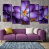 Purple Flower - Nature 5 Panel Canvas Art Wall Decor