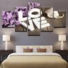 Purple Hyacinth Flower Love - Abstract 5 Panel Canvas Art Wall Decor