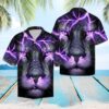 Purple Lion Hawaiian Shirt Summer Button Up