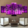 Purple Moon Night Psychedelic - Nature 5 Panel Canvas Art Wall Decor