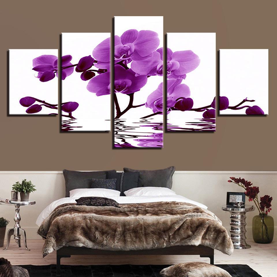 Purple Moth Orchid Flower - Nature 5 Panel Canvas Art Wall Decor Purple Moth Orchid Flower - Nature 5 Panel Canvas Art Wall Decor