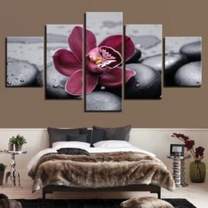 Purple Moth Orchid - Flower 5 Panel Canvas Art Wall Decor