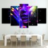 Purple Phosphor Face Color Makeup Woman Sexy Beauty - Abstract 5 Panel Canvas Art Wall Decor