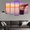 Purple Sunset View Of Azure Window - Nature 5 Panel Canvas Art Wall Decor