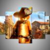 Puss In Boots 1 - Cartoon 5 Panel Canvas Art Wall Decor