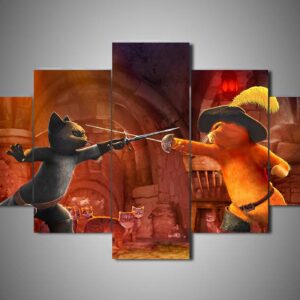 Puss In Boots 2 - Cartoon 5 Panel Canvas Art Wall Decor