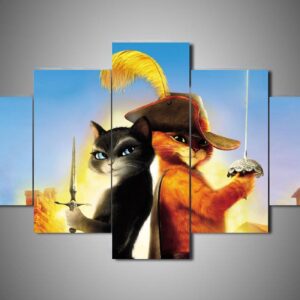 Puss In Boots 3 - Cartoon 5 Panel Canvas Art Wall Decor