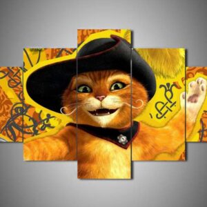 Puss In Boots - Cartoon 5 Panel Canvas Art Wall Decor