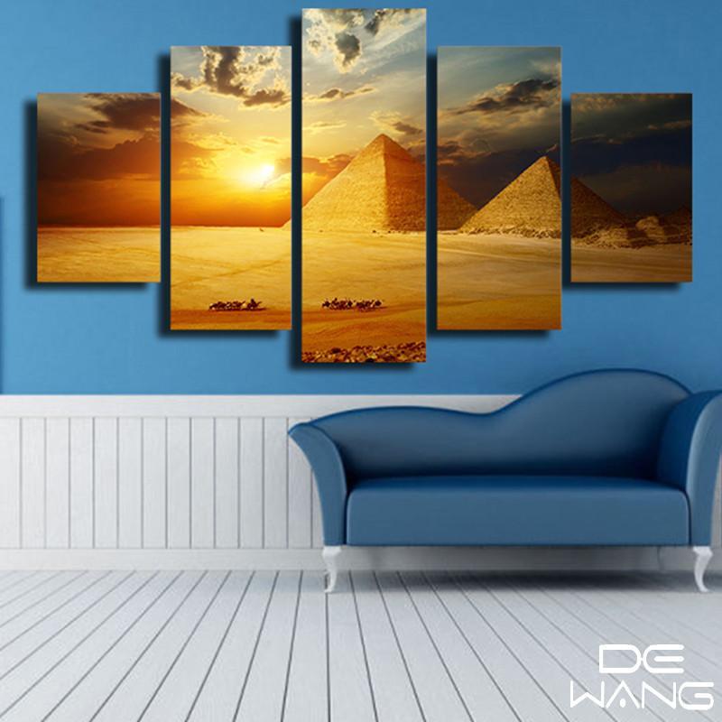Pyramid In Egypt - Nature 5 Panel Canvas Art Wall Decor Pyramid In Egypt - Nature 5 Panel Canvas Art Wall Decor