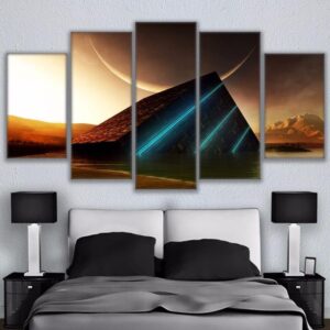 Pyramid Moon - Nature 5 Panel Canvas Art Wall Decor