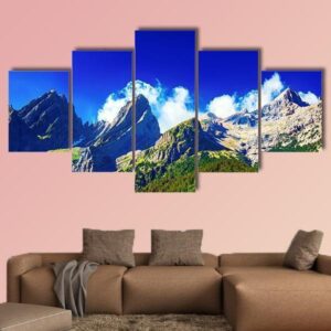 Pyrenees Mountains In Summer Panorama - Nature 5 Panel Canvas Art Wall Decor