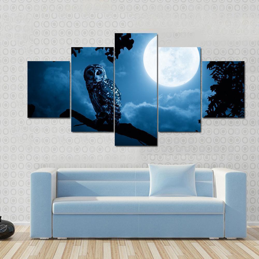 Quiet Halloween Owl - Animal 5 Panel Canvas Art Wall Decor Quiet Halloween Owl - Animal 5 Panel Canvas Art Wall Decor