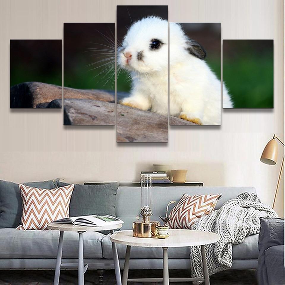 Rabbit 1 - Animal 5 Panel Canvas Art Wall Decor Rabbit 1 - Animal 5 Panel Canvas Art Wall Decor
