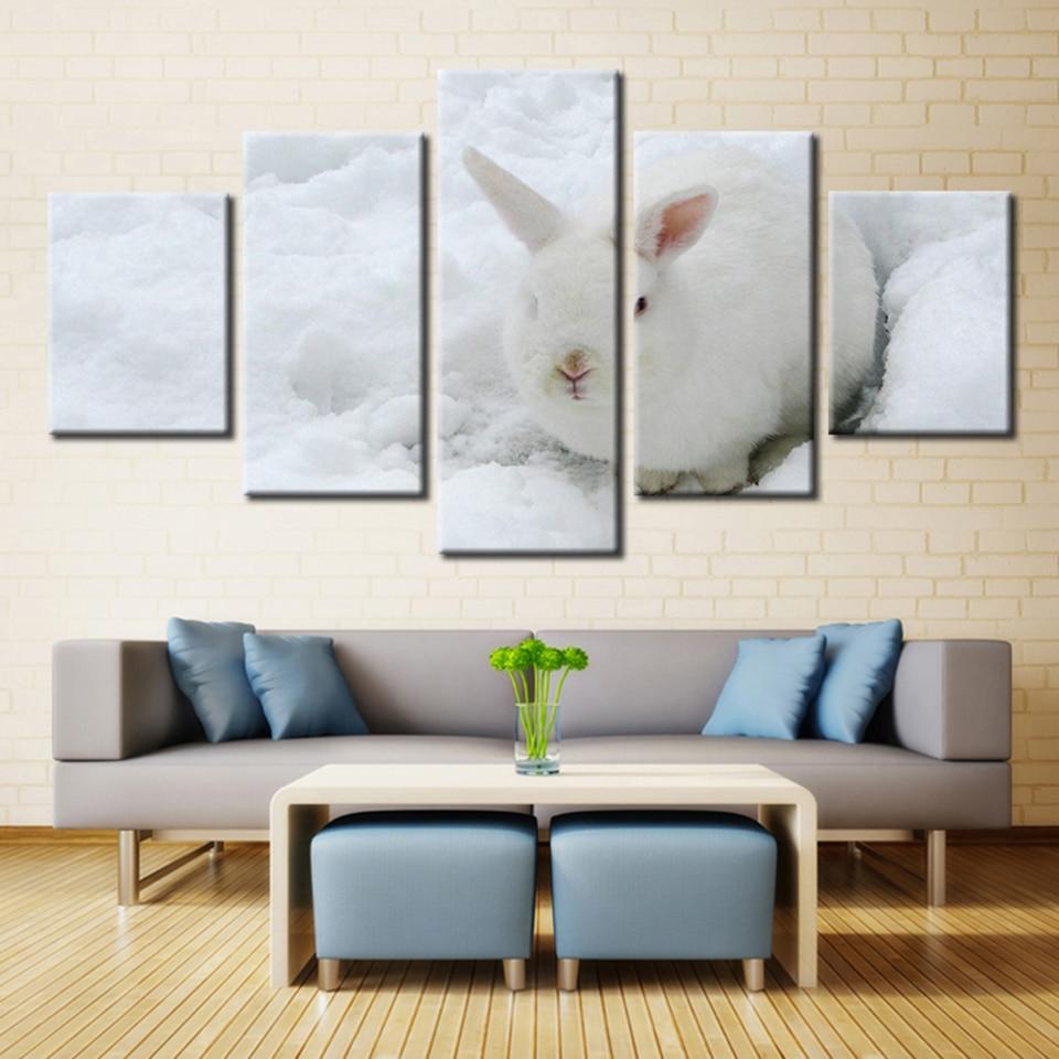 Rabbit 2 - Animal 5 Panel Canvas Art Wall Decor Rabbit 2 - Animal 5 Panel Canvas Art Wall Decor