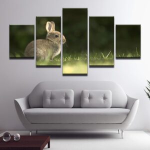 Rabbit 3 - Animal 5 Panel Canvas Art Wall Decor