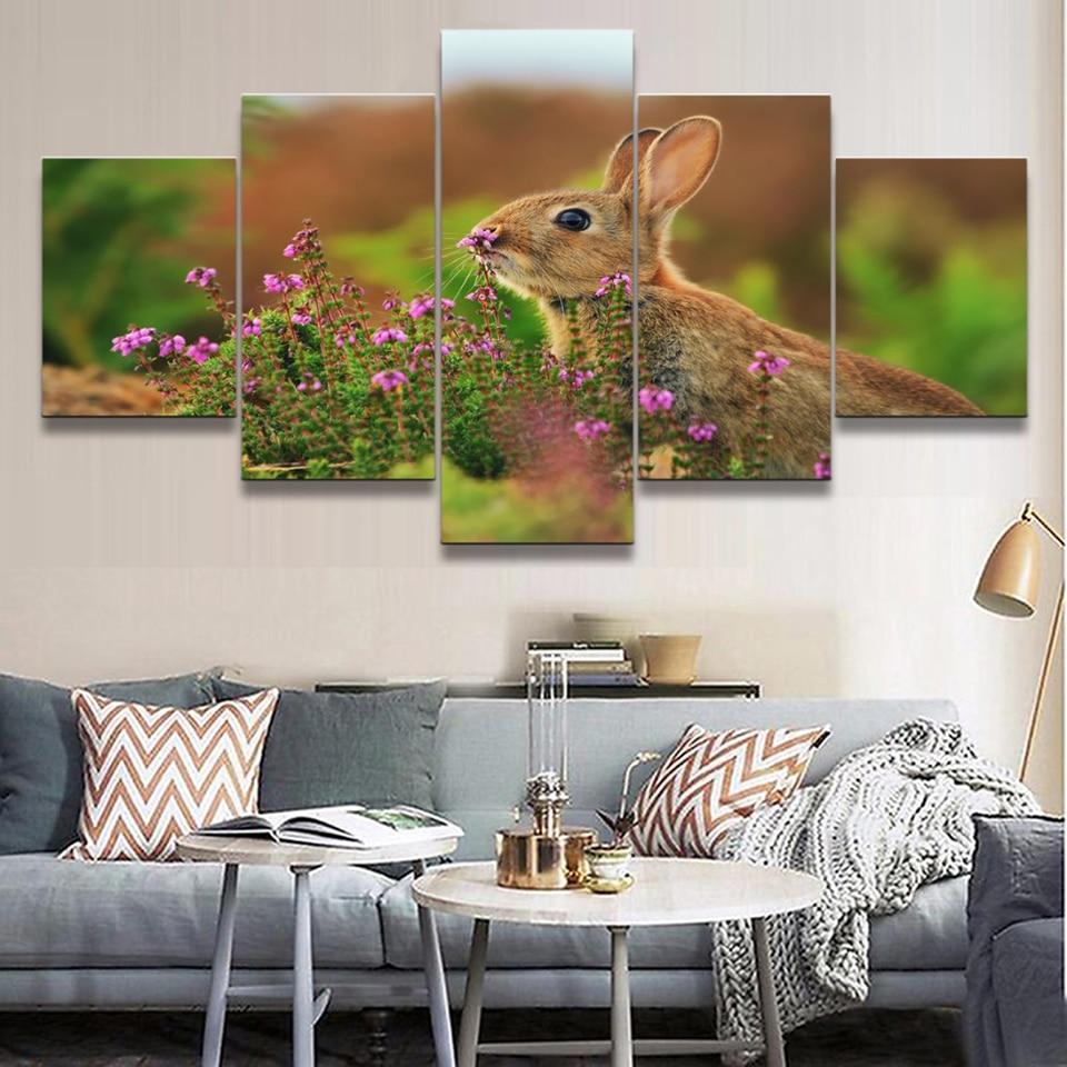 Rabbit 4 - Animal 5 Panel Canvas Art Wall Decor Rabbit 4 - Animal 5 Panel Canvas Art Wall Decor