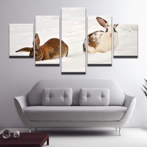 Rabbit 5 - Animal 5 Panel Canvas Art Wall Decor