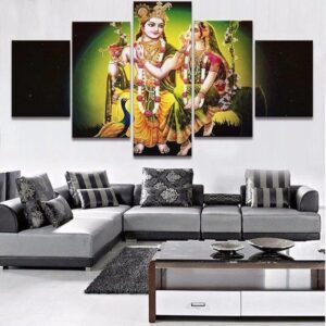 Radha Krishna 3 - Religion 5 Panel Canvas Art Wall Decor