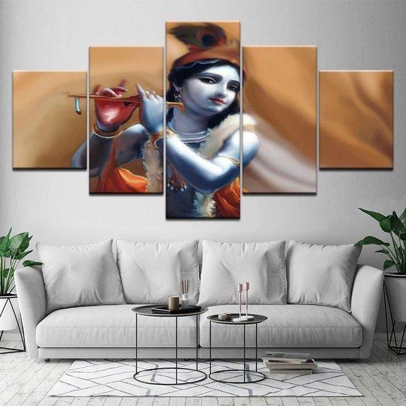 Radha Shiva Split - Religion 5 Panel Canvas Art Wall Decor Radha Shiva Split - Religion 5 Panel Canvas Art Wall Decor