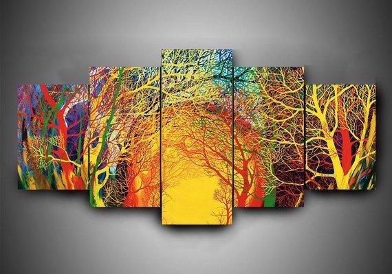 Radiohead Colorful Trees - Nature 5 Panel Canvas Art Wall Decor Radiohead Colorful Trees - Nature 5 Panel Canvas Art Wall Decor
