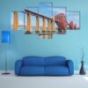 Railway Bridge Over Firth Of Forth In Scotland - Nature 5 Panel Canvas Art Wall Decor