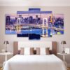 Rainbow Bridge Tokyo Night - Nature 5 Panel Canvas Art Wall Decor
