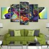 Rainbow Color Abstract Animal Dog - Abstract 5 Panel Canvas Art Wall Decor