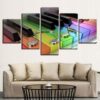 Rainbow Piano Keyboard - Music 5 Panel Canvas Art Wall Decor