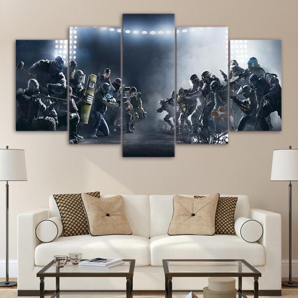 Rainbow Six War - Gaming 5 Panel Canvas Art Wall Decor Rainbow Six War - Gaming 5 Panel Canvas Art Wall Decor