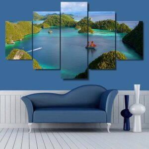 Raja Ampat Indonesia - Space 5 Panel Canvas Art Wall Decor