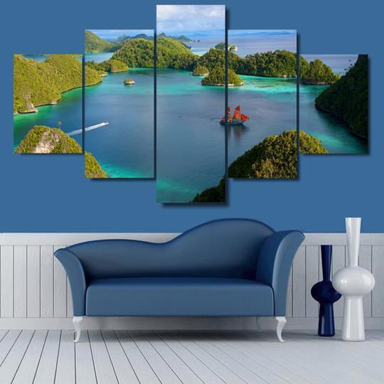Raja Ampat Indonesia - Space 5 Panel Canvas Art Wall Decor Raja Ampat Indonesia - Space 5 Panel Canvas Art Wall Decor