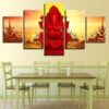 Rakta Ganesha - Religion 5 Panel Canvas Art Wall Decor