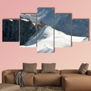 Range Of High Alps And Mountaineers - Nature 5 Panel Canvas Art Wall Decor