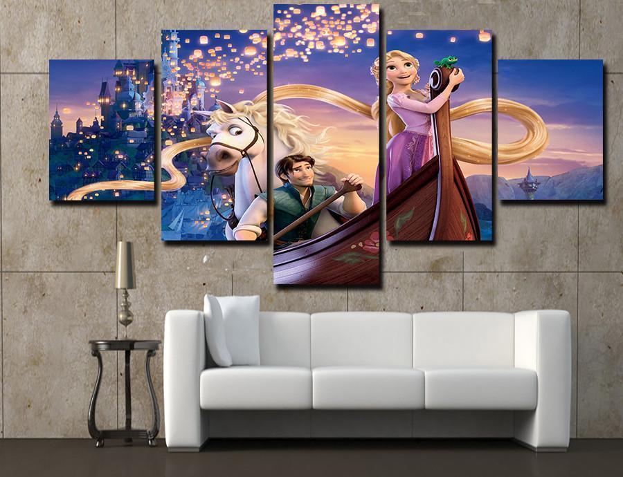Rapunzel Cartoon - 5 Panel Canvas Art Wall Decor Rapunzel Cartoon - 5 Panel Canvas Art Wall Decor
