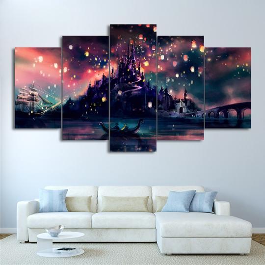 Rapunzel Magic Lanterns - Abstract 5 Panel Canvas Art Wall Decor Rapunzel Magic Lanterns - Abstract 5 Panel Canvas Art Wall Decor