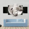 Ravens Sitting On A Tree Shined With The Full Moon - Nature 5 Panel Canvas Art Wall Decor