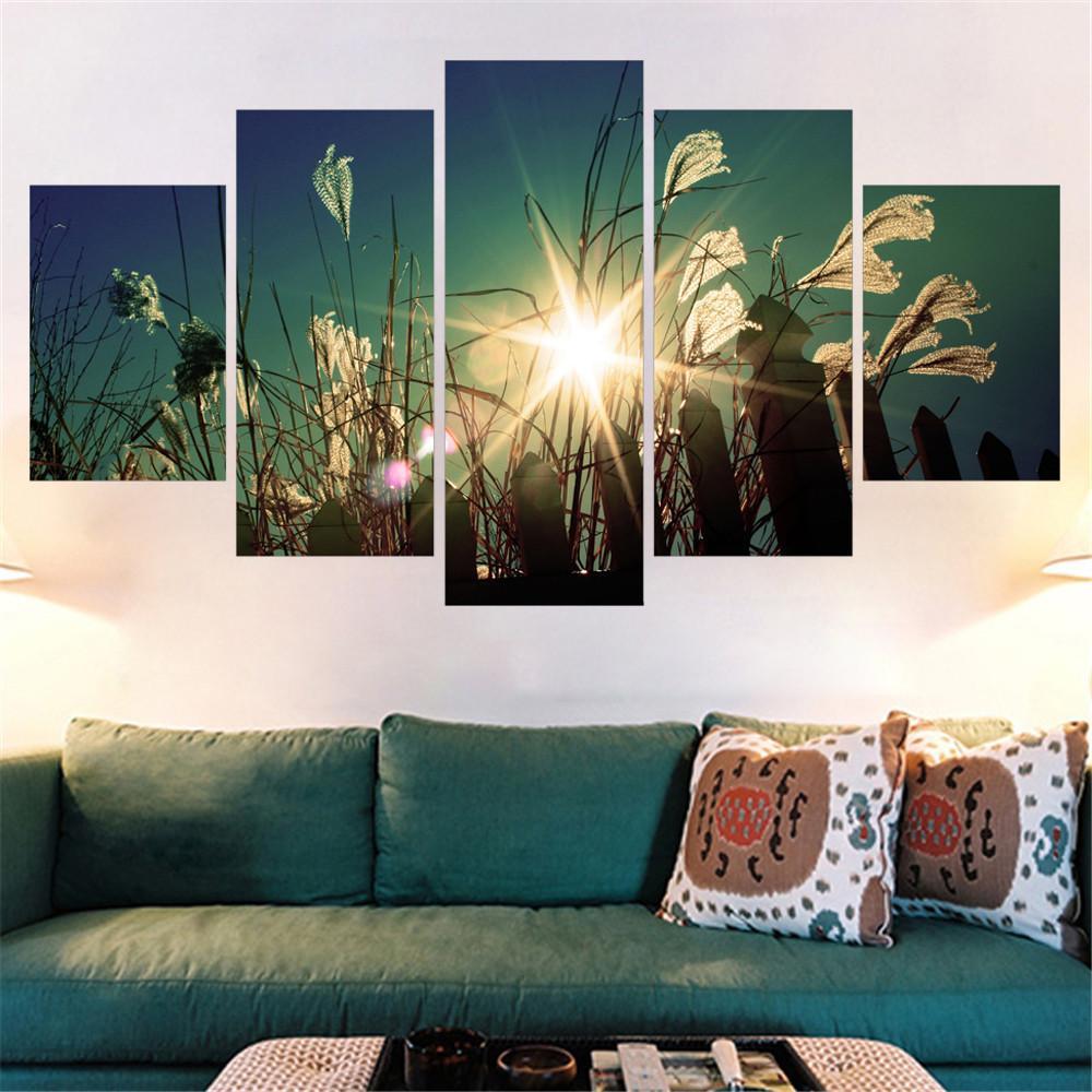 Ray Of Sun Landscape - Nature 5 Panel Canvas Art Wall Decor Ray Of Sun Landscape - Nature 5 Panel Canvas Art Wall Decor
