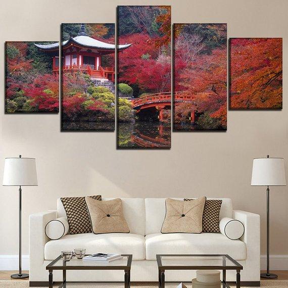 Read Leafs Forest - Nature 5 Panel Canvas Art Wall Decor Read Leafs Forest - Nature 5 Panel Canvas Art Wall Decor