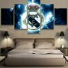 Real Madrid Thunder Logo Soccer - 5 Panel Canvas Art Wall Decor