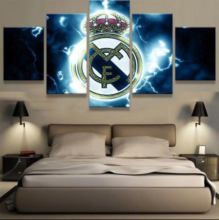 Real Madrid Thunder Logo Soccer - 5 Panel Canvas Art Wall Decor Real Madrid Thunder Logo Soccer - 5 Panel Canvas Art Wall Decor