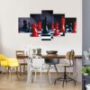 Red And Black Chess - Gaming 5 Panel Canvas Art Wall Decor